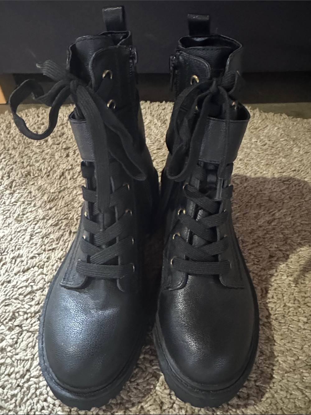 Women's Black Combat Lace-Up Boots
